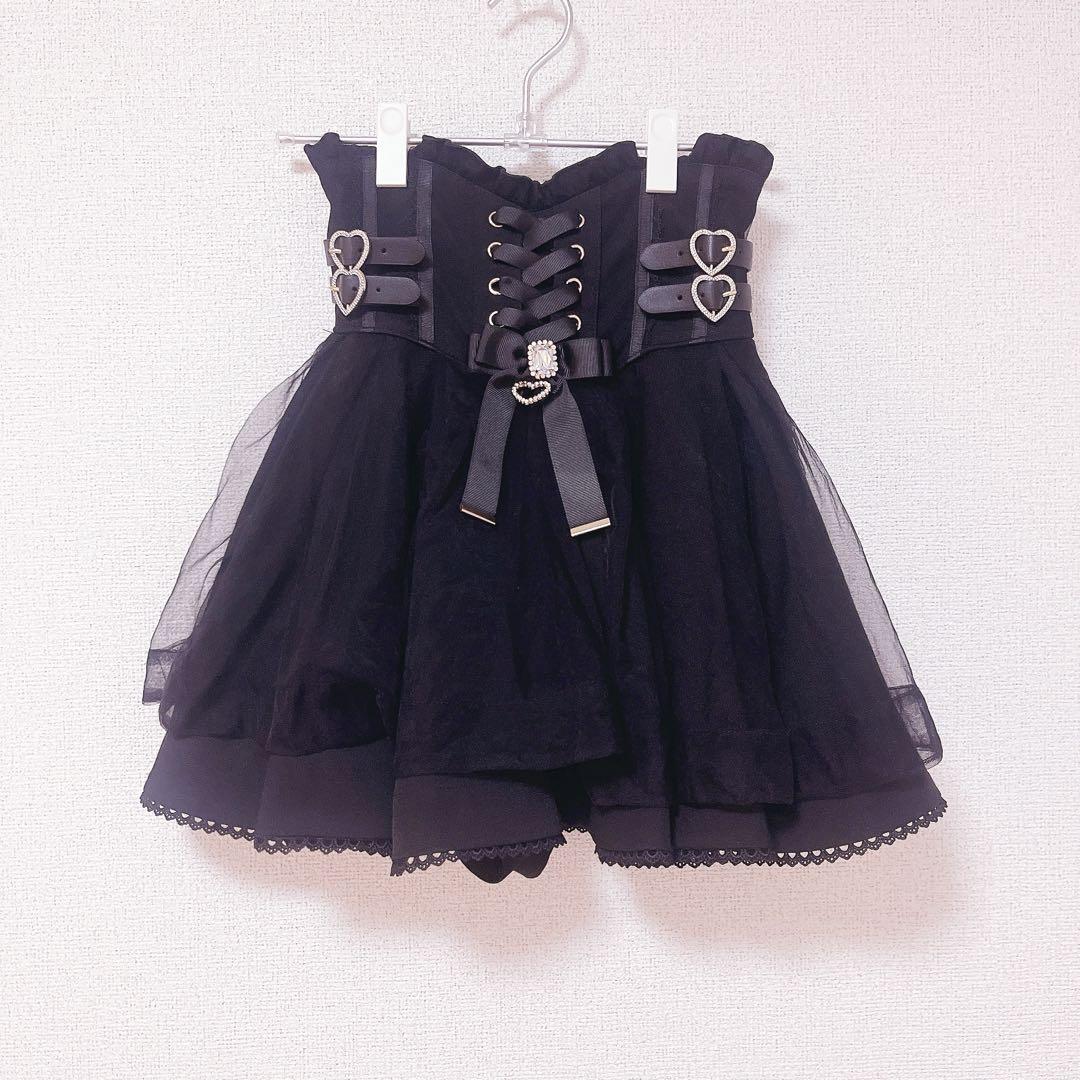 レースアップコルセットライクスカパン ブラック