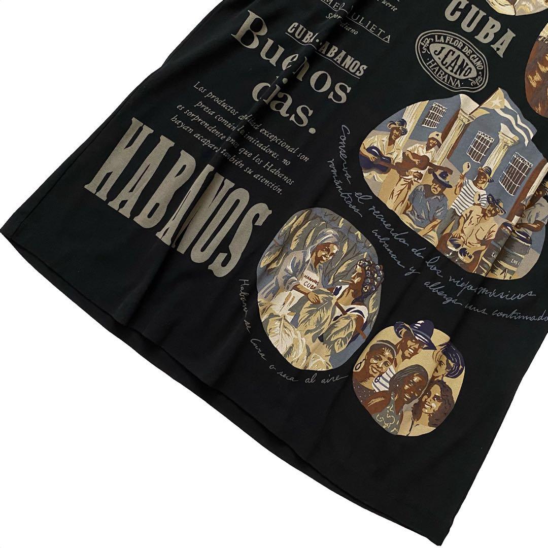 未使用品 トクコプルミエヴォル 半袖 プリント チュニック 黒 コットン 9