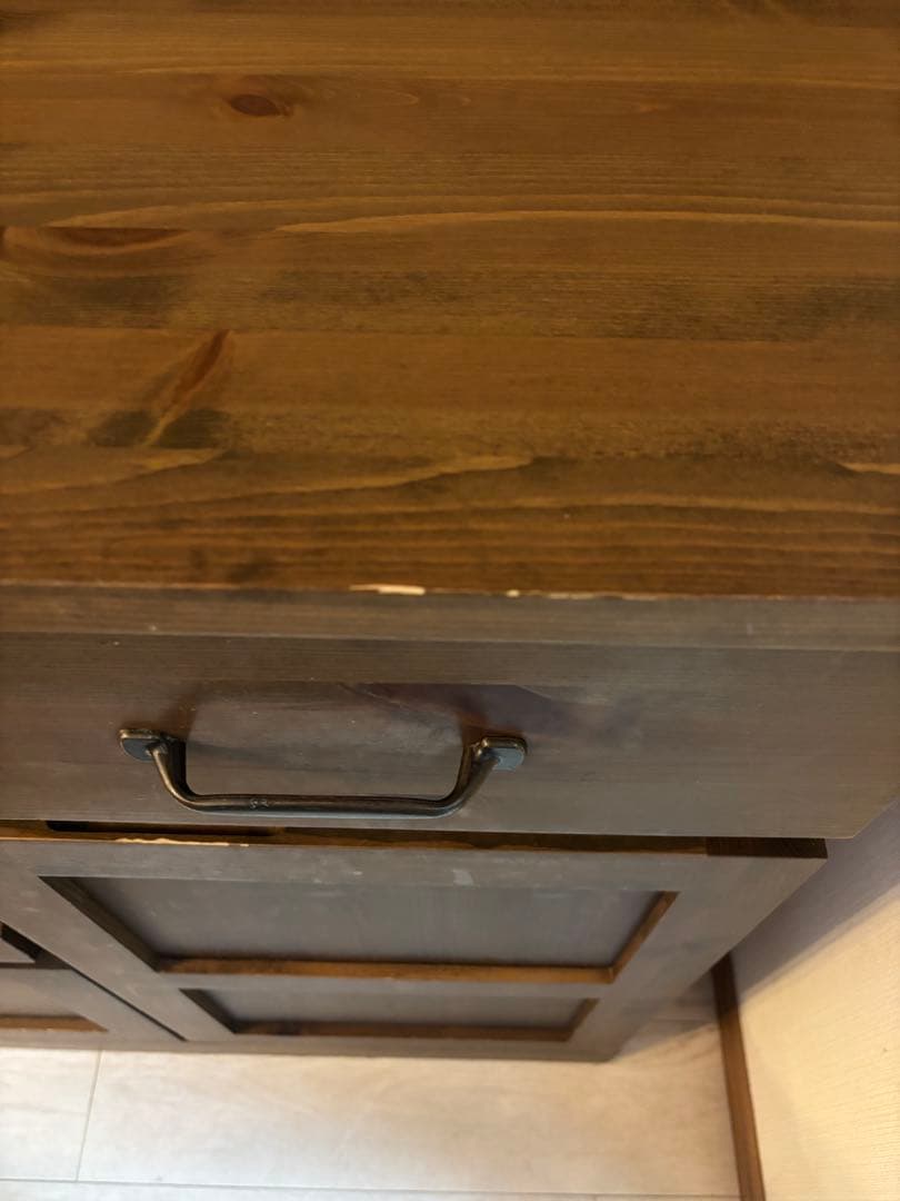 木製キッチンカウンター 収納付き