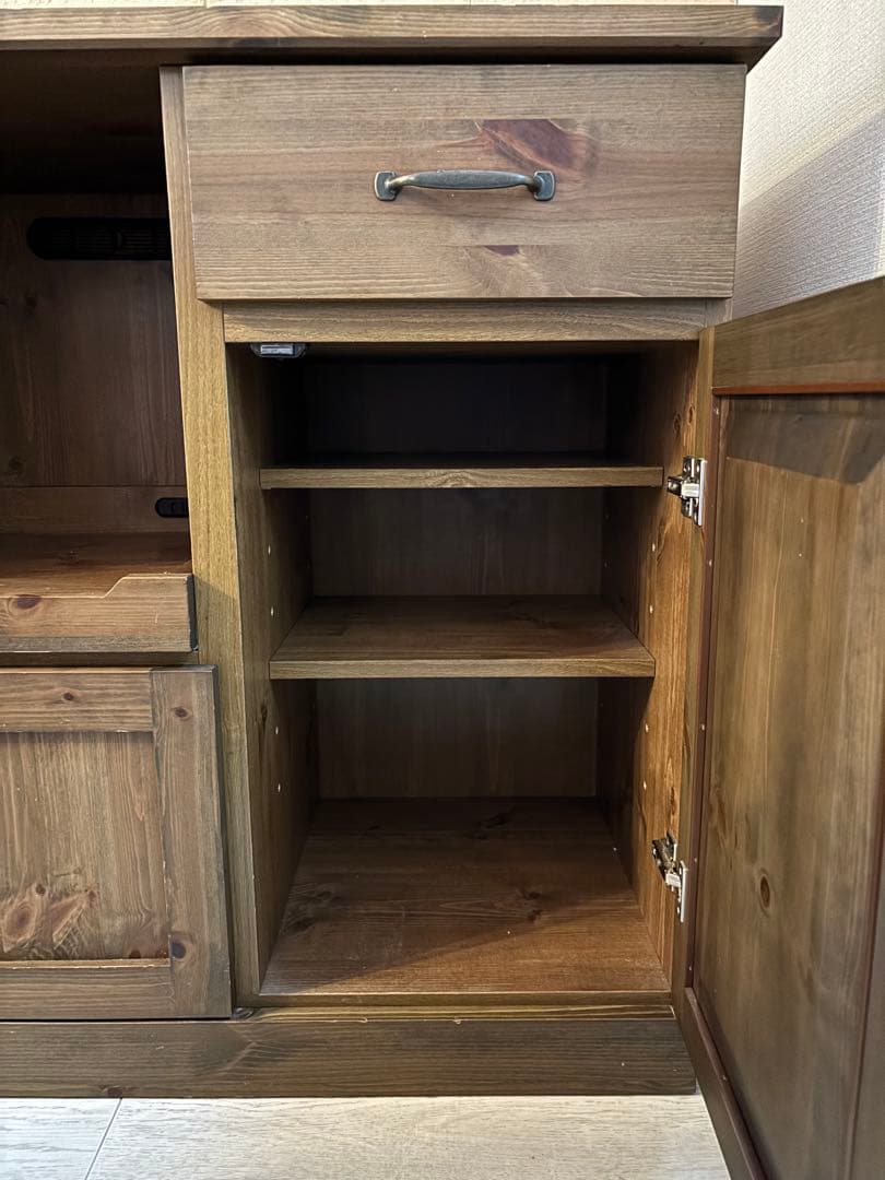 木製キッチンカウンター 収納付き