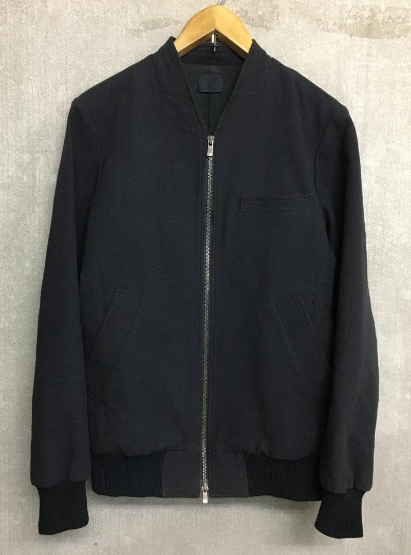 山内 ヤマウチ ノーカラー 良質 織り地 ジップ ジャケット