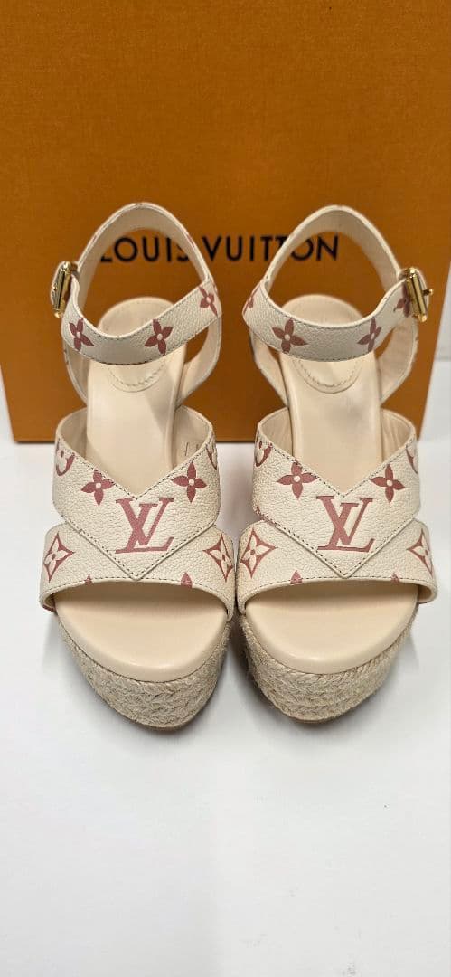 Louis Vuitton ウェッジサンダル ホワイト・ピンク