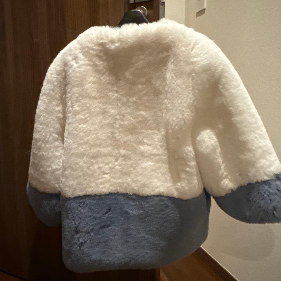lemonpletファーショートコート ホワイト×ブルー