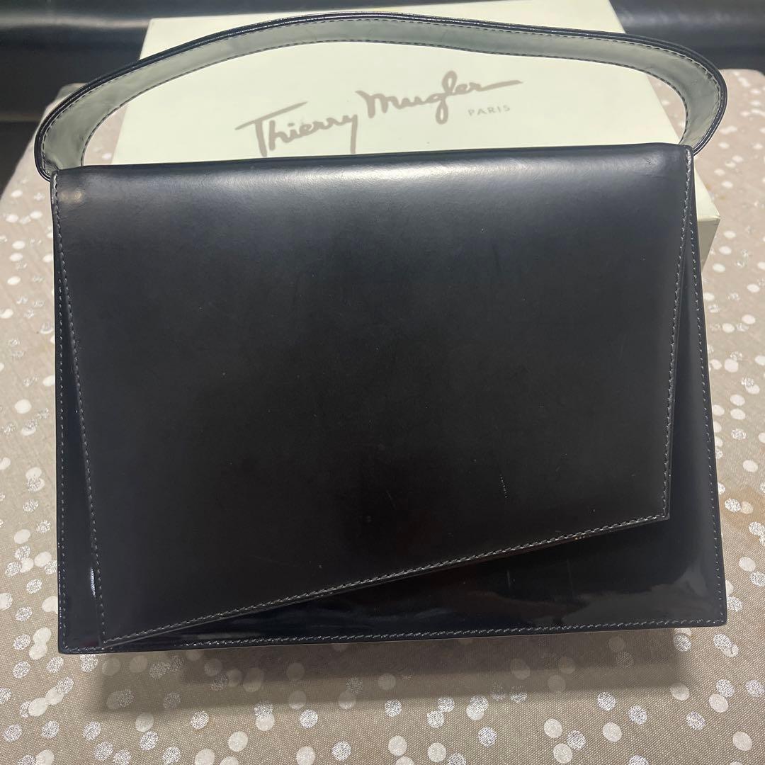 ティエリーミュグレー/エナメル✖️革のクラッチハンドバッグ/80年代ヴィンテージ！