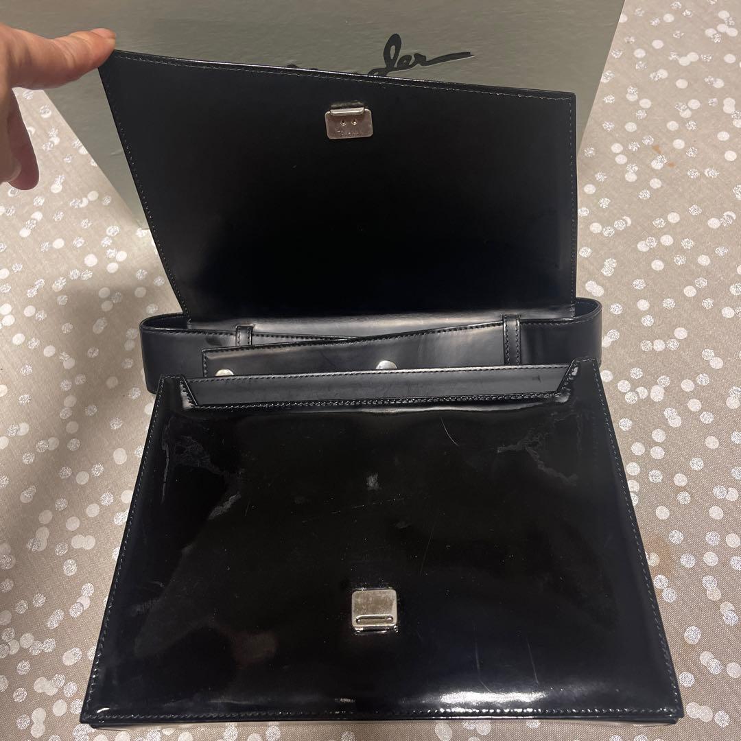 ティエリーミュグレー/エナメル✖️革のクラッチハンドバッグ/80年代ヴィンテージ！