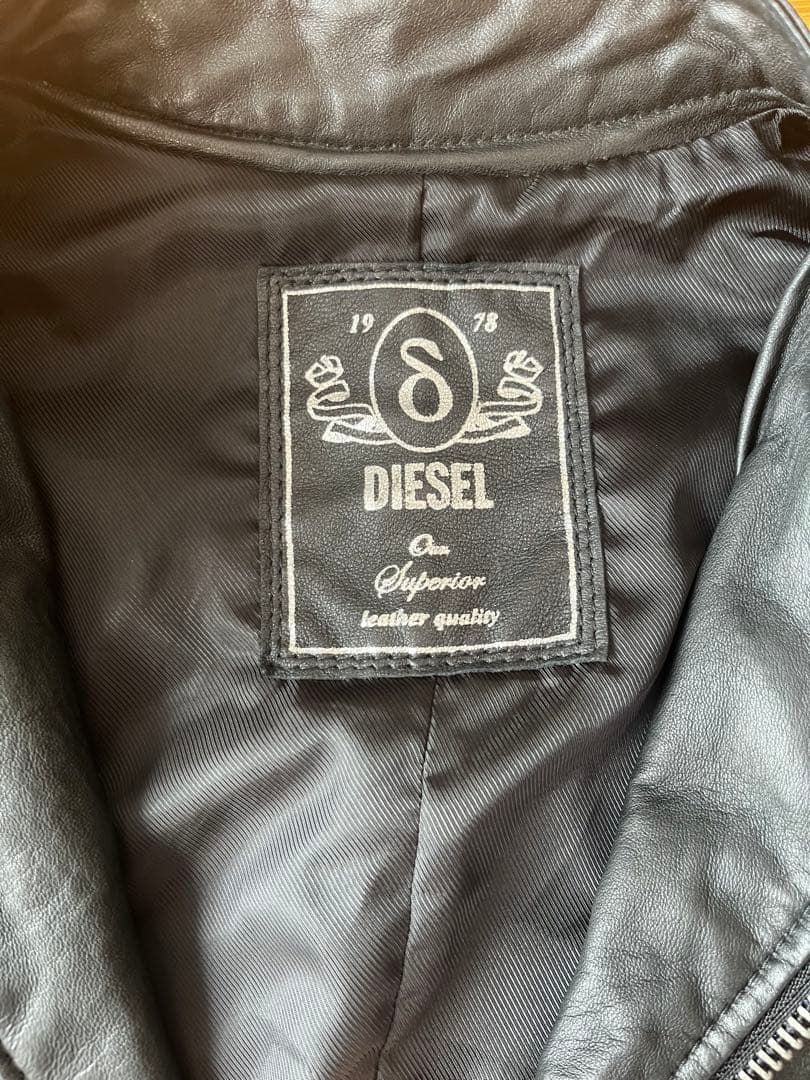 DIESEL ブラックレザーシングルライダースジャケット