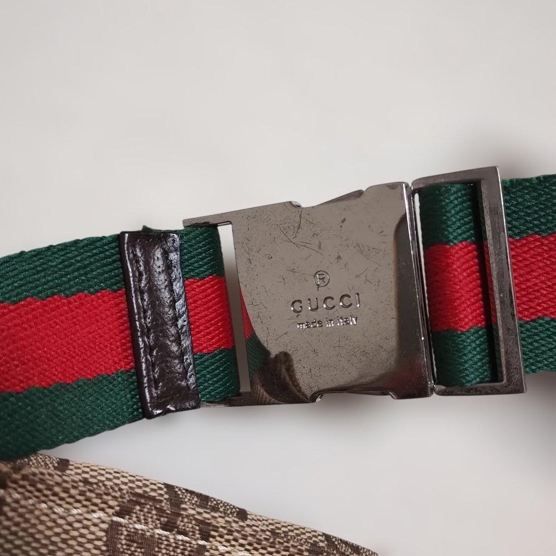 GUCCI ウエストポーチボディバッグGGキャンバス シェリーラインブラウン