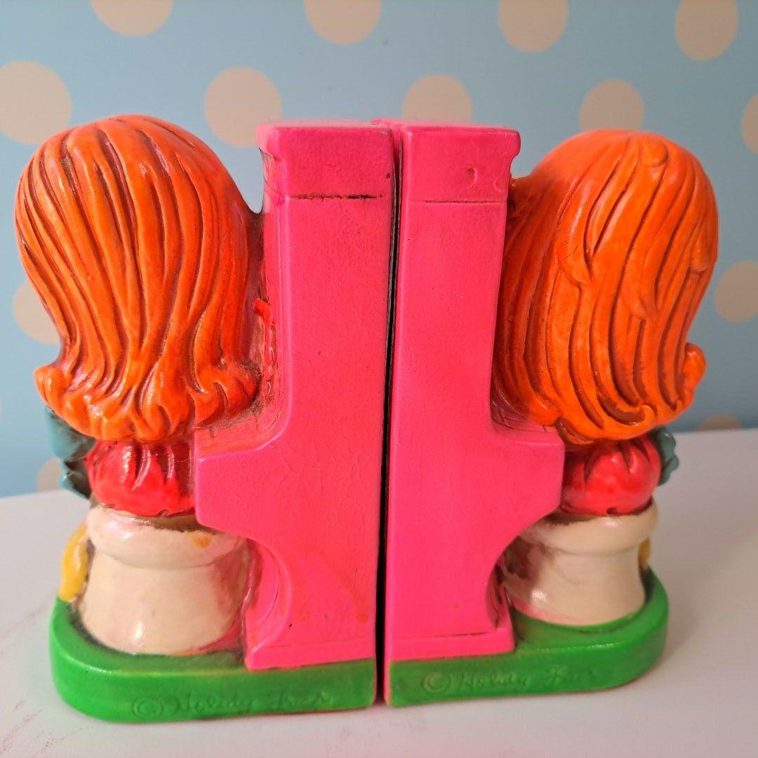 ビンテージ　ブックエンド　ピアノと女の子とネコ　ホリデーフェアー