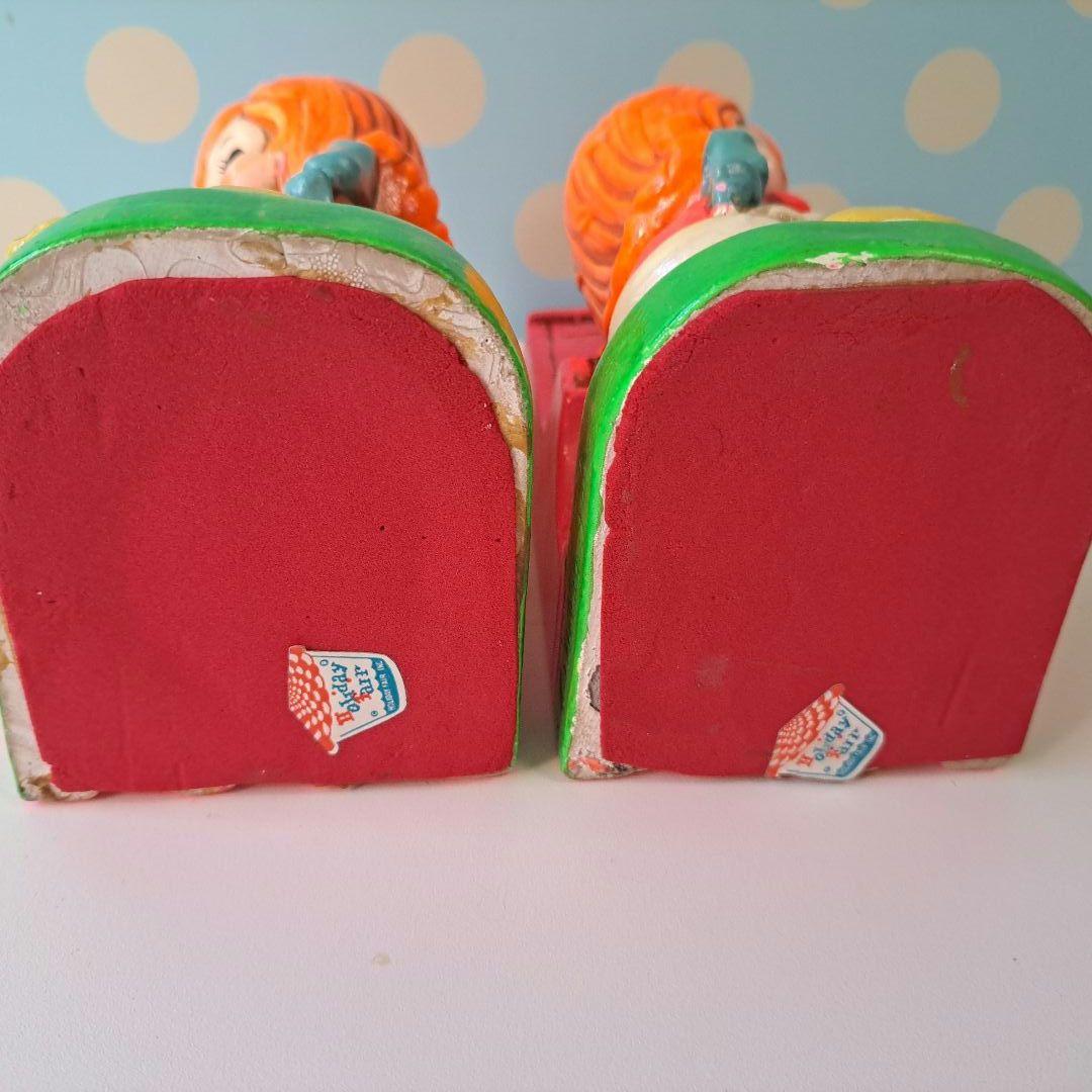 ビンテージ　ブックエンド　ピアノと女の子とネコ　ホリデーフェアー