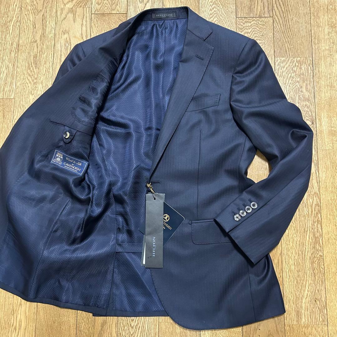 【新品未使用】HILTON ウール＆シルク ビジネス スーツ イギリス生地使用