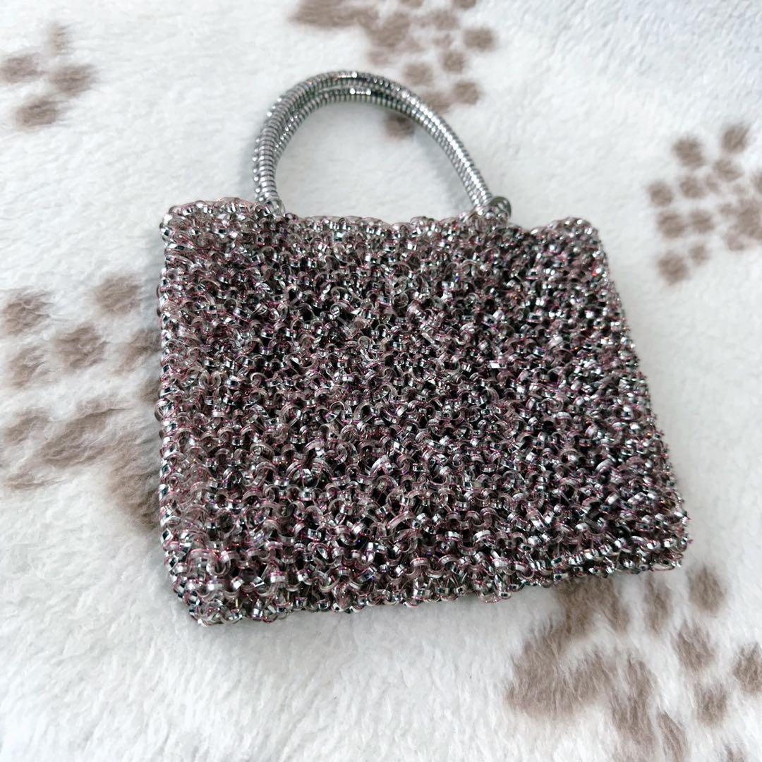 アンテプリマ パーティー バッグ ピンクシルバー ワイヤー ミニ スクエア