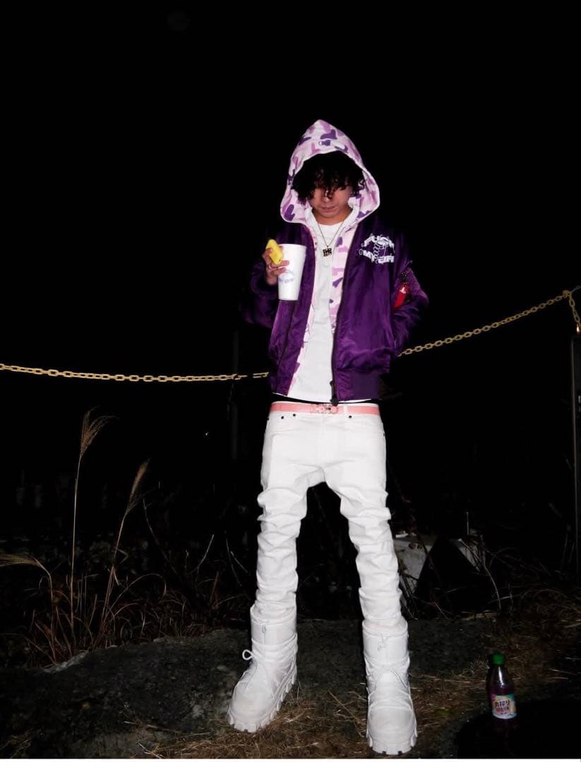 k　ファーダウン　ホワイトパンツ