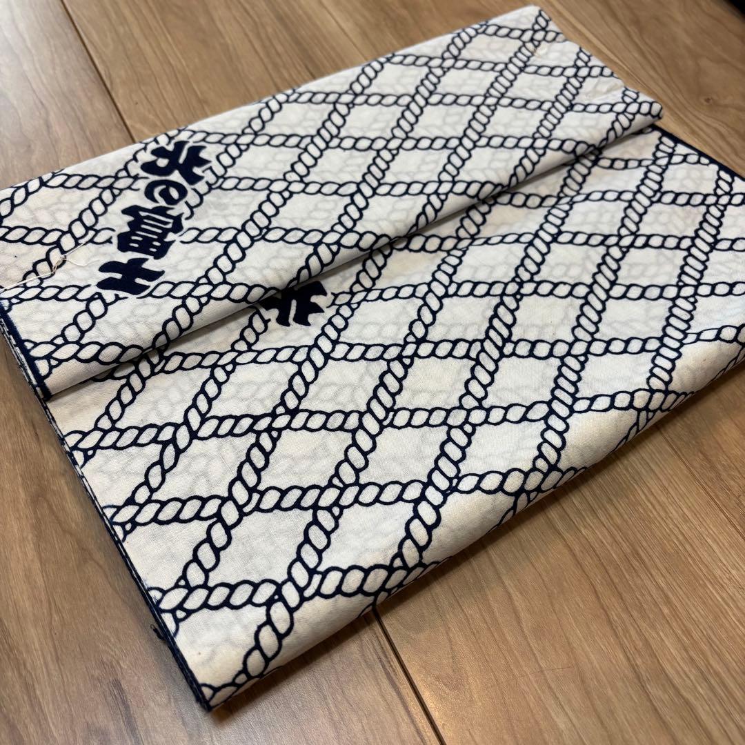 超美品　しつけ付き　綿　反物　リメイク　ハンドメイドに　力士　相撲　北の富士　白