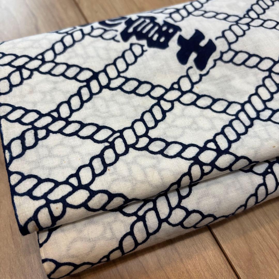 超美品　しつけ付き　綿　反物　リメイク　ハンドメイドに　力士　相撲　北の富士　白