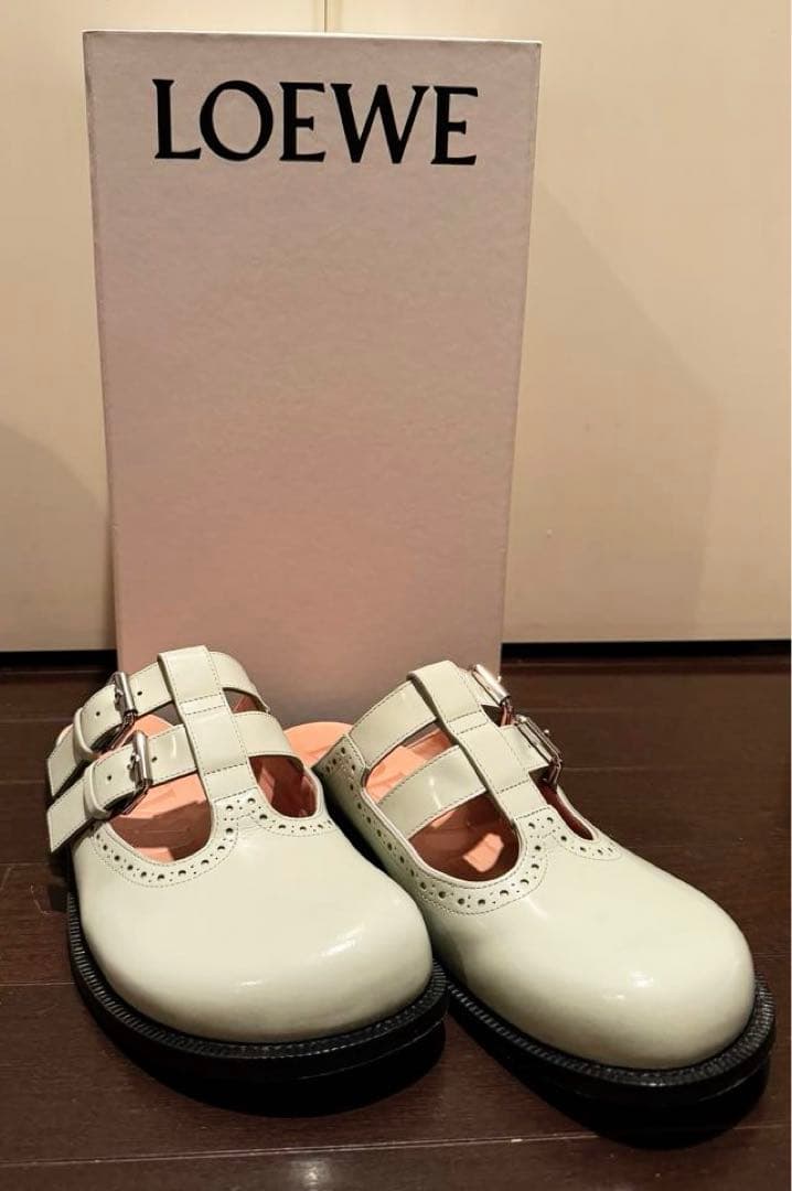 LOEWE メリージェーンミュール（38サイズ、ピスタチオ色）