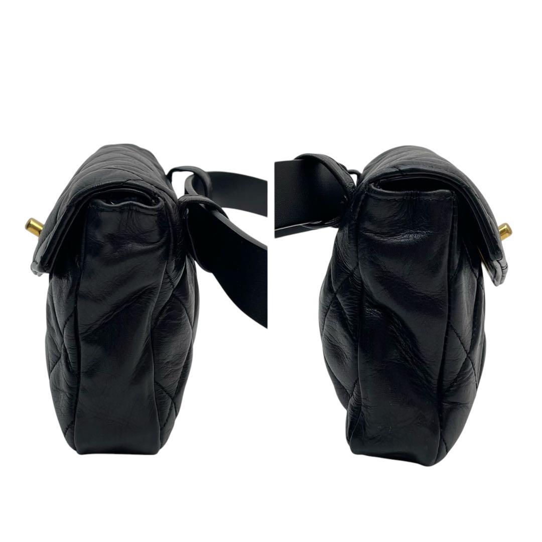 シャネル マトラッセ ラムスキン ウエストポーチ ボディバッグ ココマーク