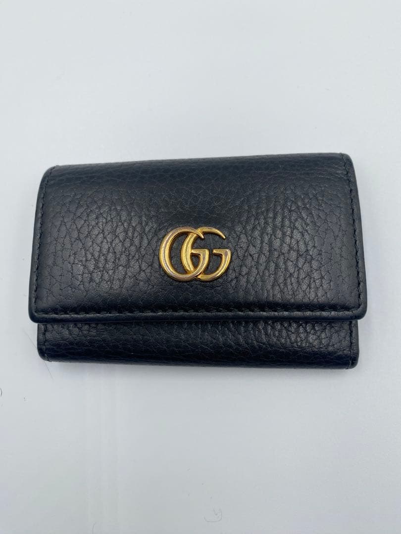 【GUCCI】キーケース ブラック レザー ゴールド金具　6連