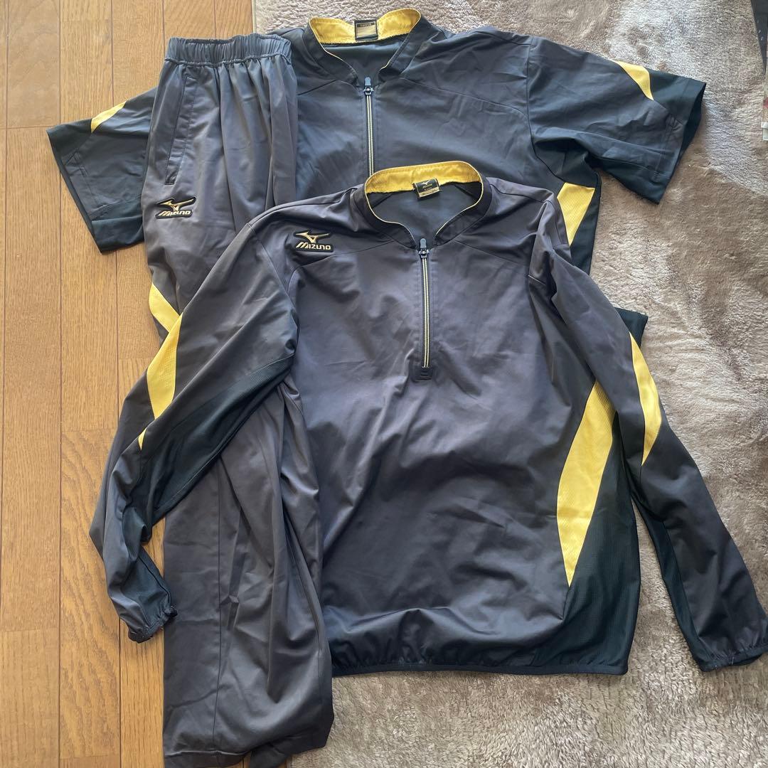 MizunoProウェア3点セット　ブラック/ゴールド Oサイズ