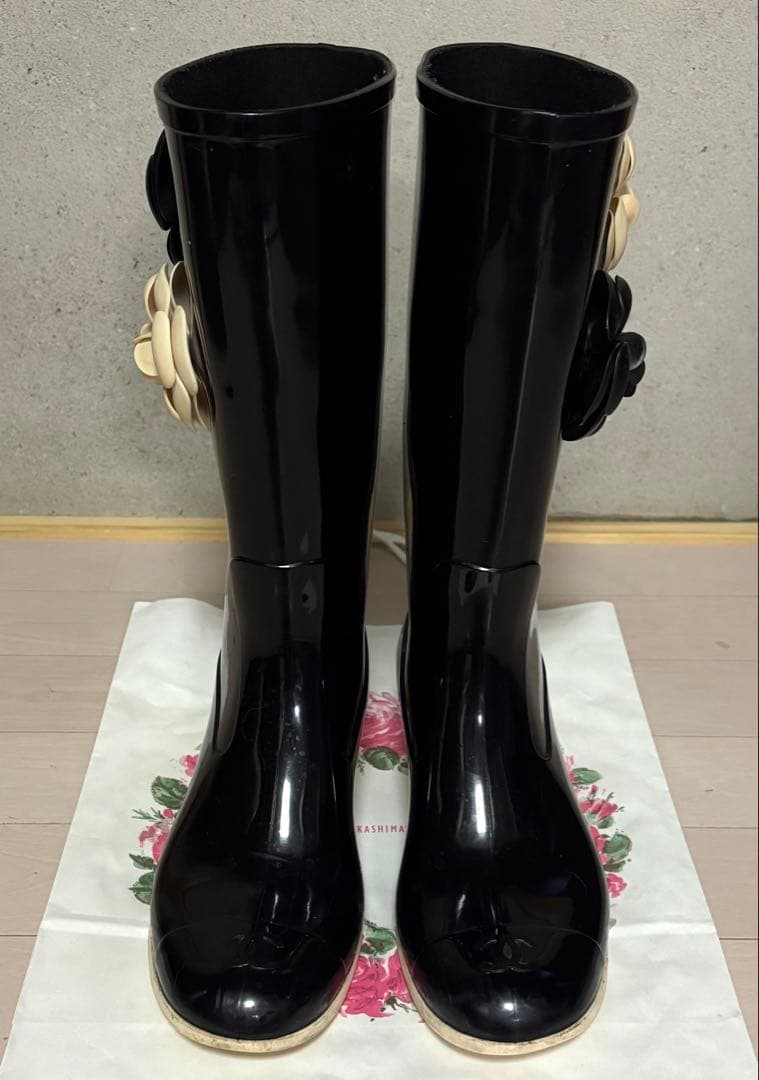 CHANEL　カメリア　レインブーツ　正規品