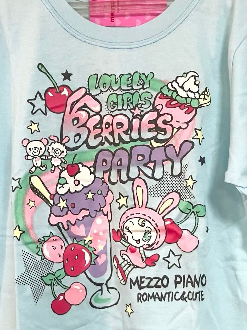 【平成レトロ】新品タグ付　メゾピアノ 水色　ベリエちゃんTシャツ 160