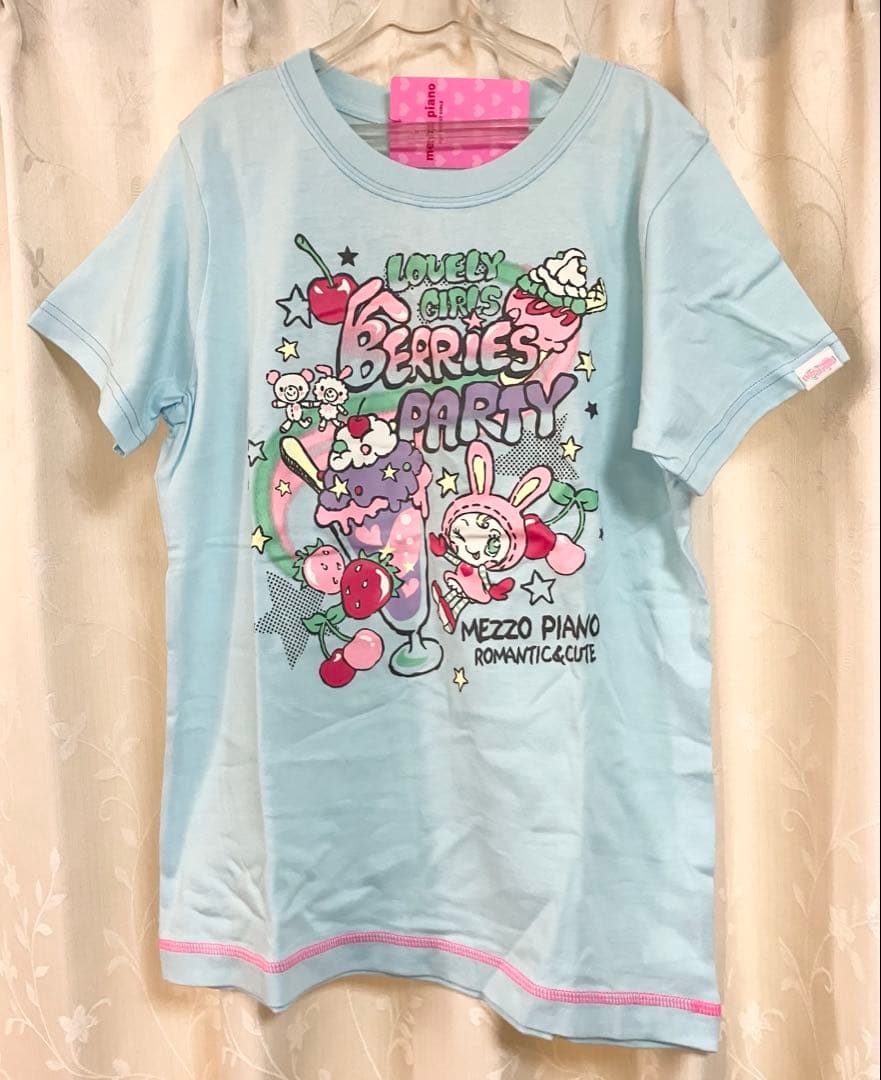 【平成レトロ】新品タグ付　メゾピアノ 水色　ベリエちゃんTシャツ 160