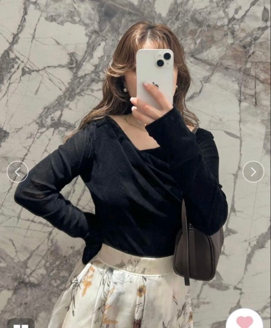 FRAY I.D デコルテタックフロッキーチュールトップス ブラック