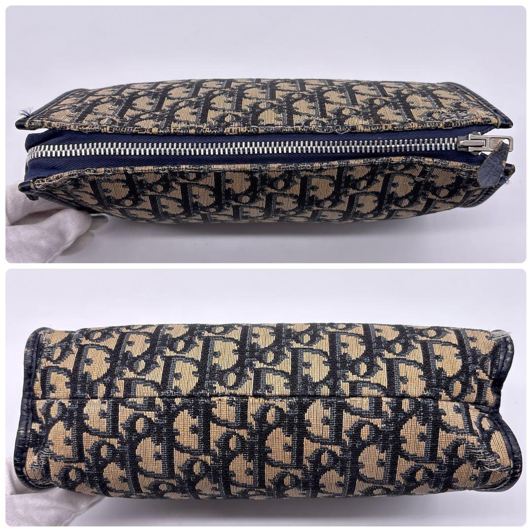 希少　Dior ディオール ポーチバッグ トロッター柄 クラッチ　ネイビー