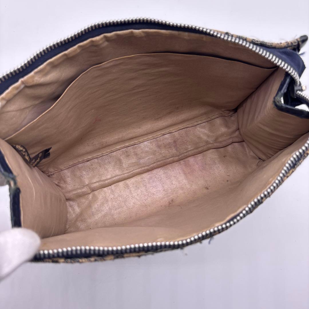 希少　Dior ディオール ポーチバッグ トロッター柄 クラッチ　ネイビー