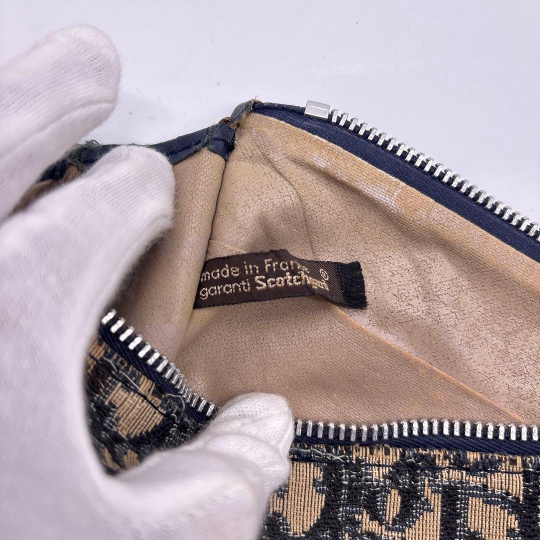 希少　Dior ディオール ポーチバッグ トロッター柄 クラッチ　ネイビー