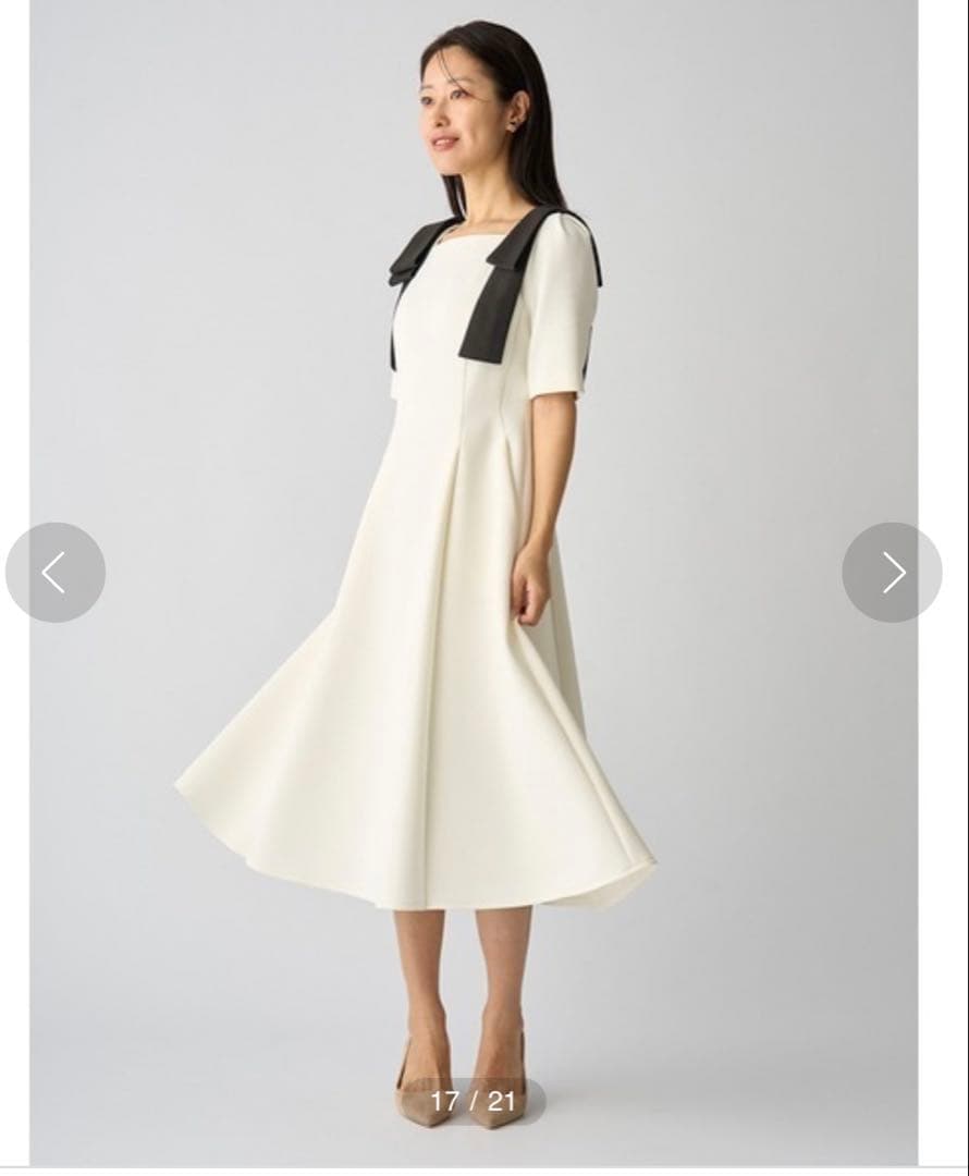 ⭐︎新品⭐︎ セルフォード　ショルダーリボンワンピース　オフホワイト　36