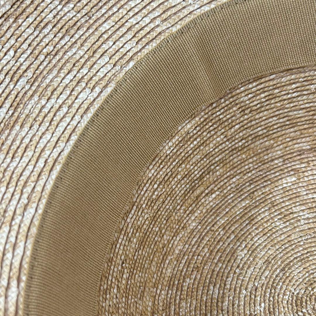 ディオール ロゴ ストローハット 麦わら 帽子 リボン ネイビー 56