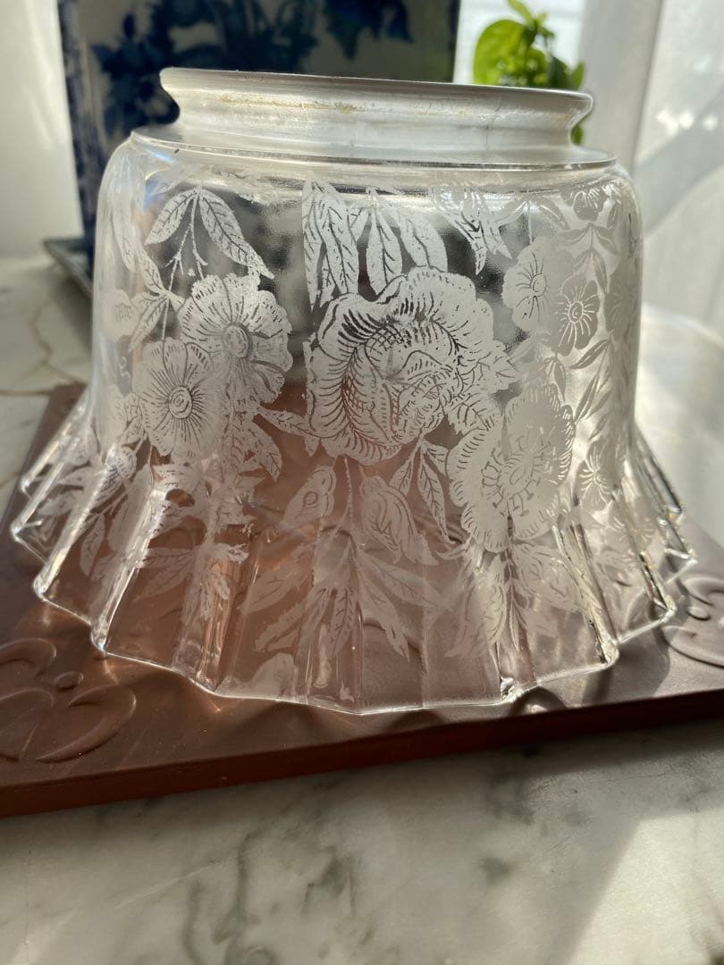 アンティーク　ビクトリアン　ガス燈　ガラスシェード　ペンダントライト灯具付き