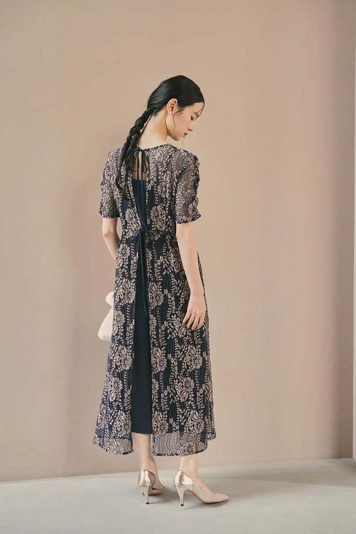 URBAN　RESEARCH　ROSSO kaene　配色レースエプロンドレス