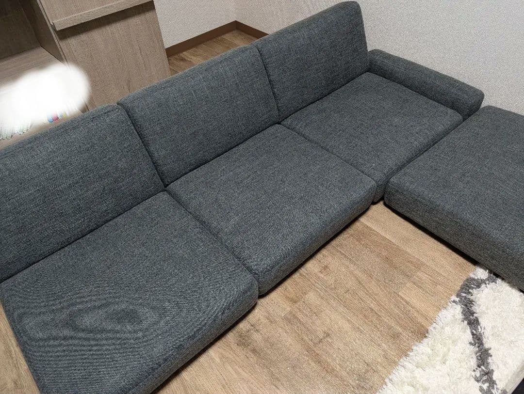 ローソファー3人掛けリクライニング カウチソファ 布張りファブリックLOWYA