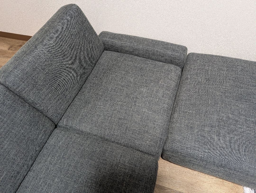 ローソファー3人掛けリクライニング カウチソファ 布張りファブリックLOWYA