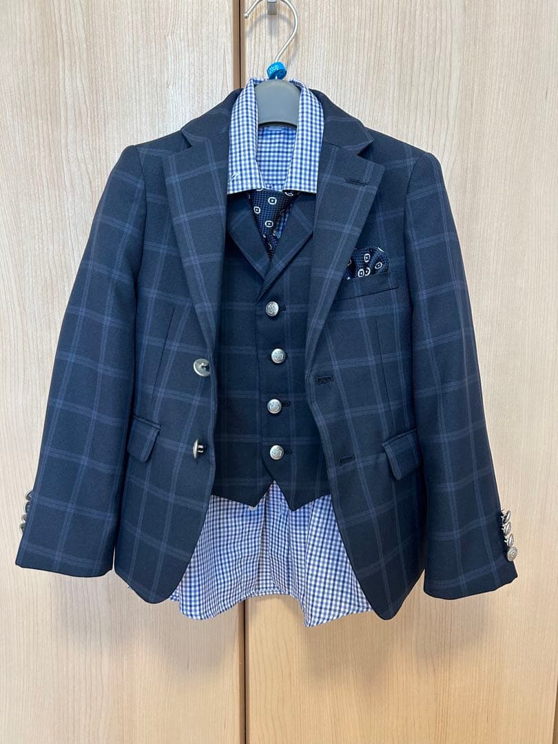 ワンダーファクトリー 卒園 入学式 男の子 120 スーツ セット 靴