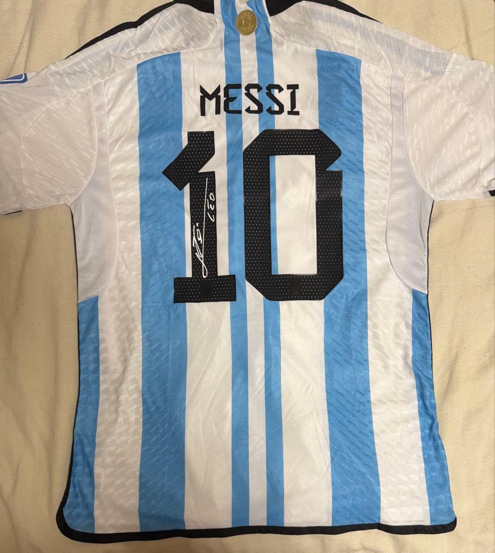 じゃがー　メッシ サインプリント入りアルゼンチン代表 ユニフォーム　2XL