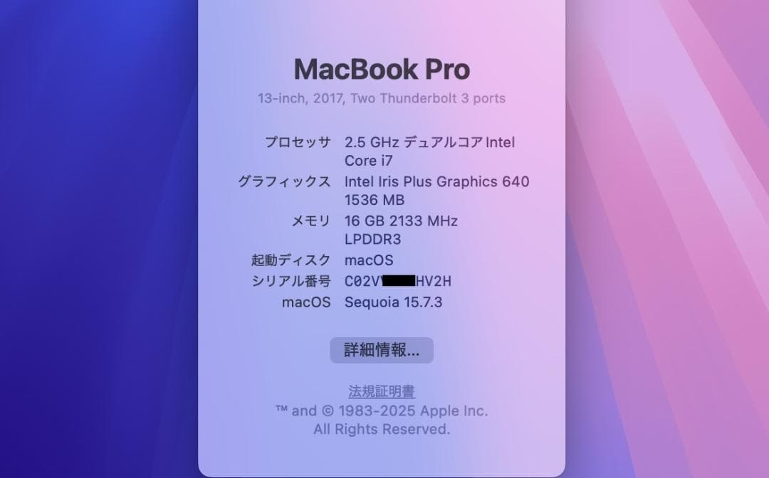 i7/16GB/512GB ＋α　MacBook Pro 13 A1708