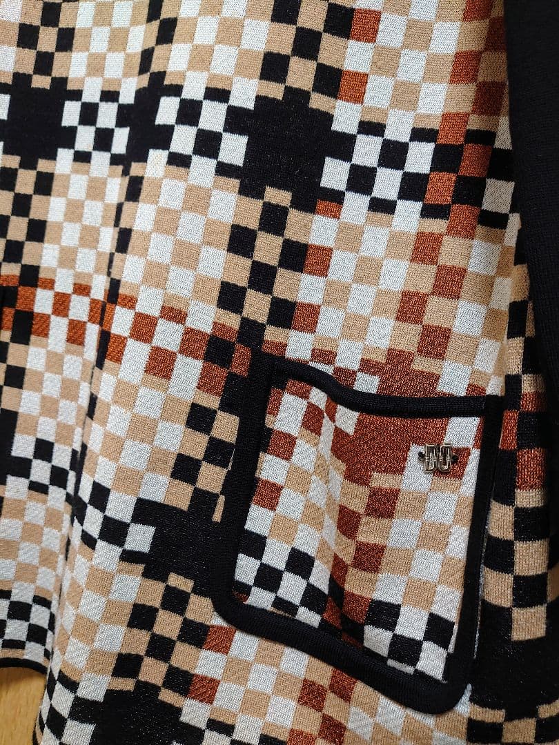 DAKS ダックス ビッグハウスチェック ニットチュニック 40〜42サイズ 黒