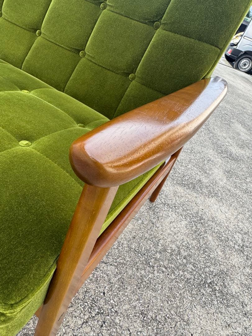 kチェア 60 カリモク モケットグリーン 北欧 ソファ シンプル 2シーター