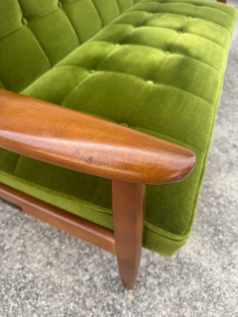 kチェア 60 カリモク モケットグリーン 北欧 ソファ シンプル 2シーター