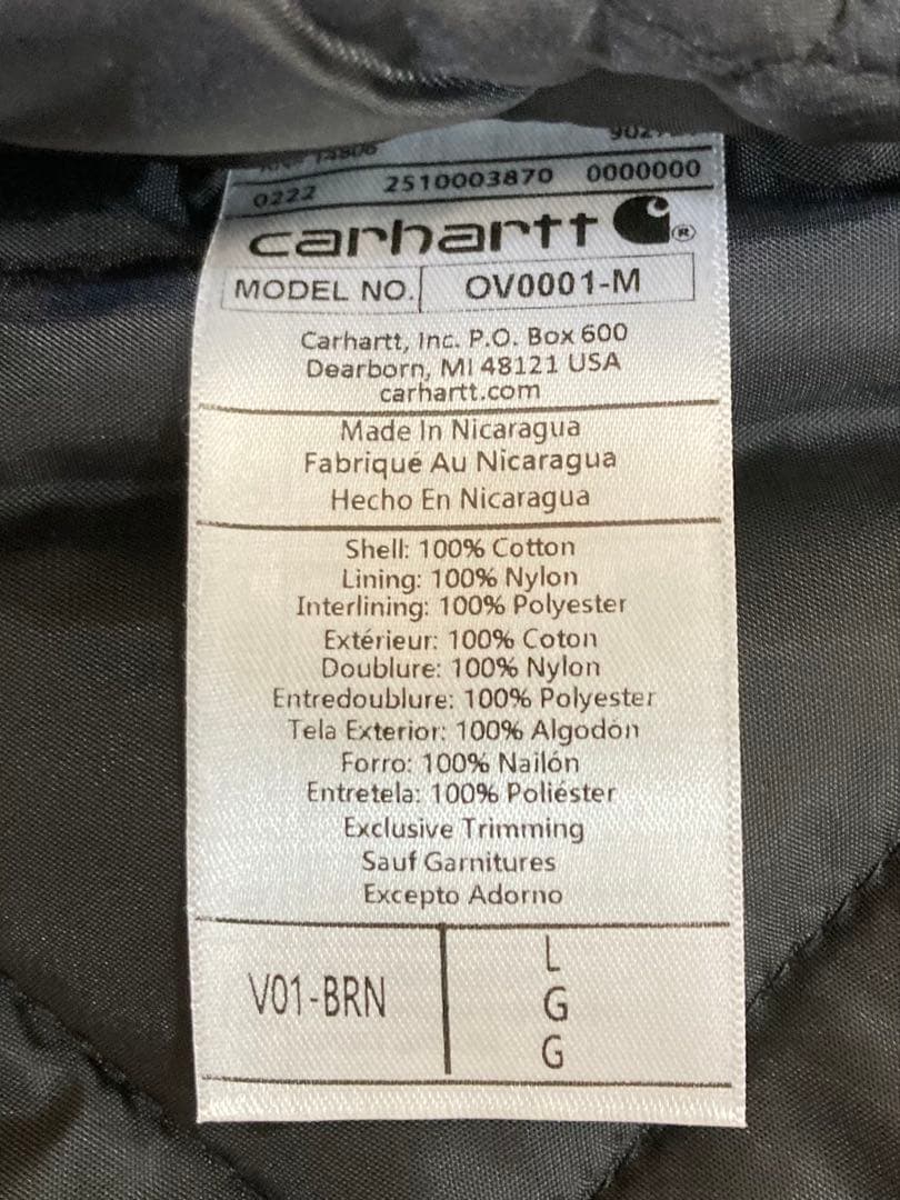 Carhartt カーハート ダックベスト V01 Lサイズ BRN 極美品