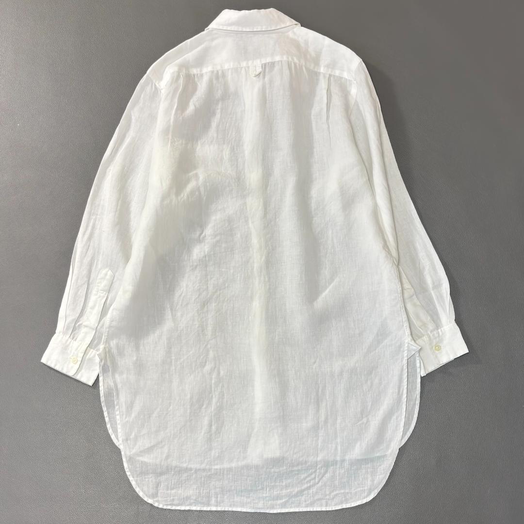 マーガレットハウエル リネン ロングシャツ 長袖ブラウス 麻 白 Ⅱ ts5