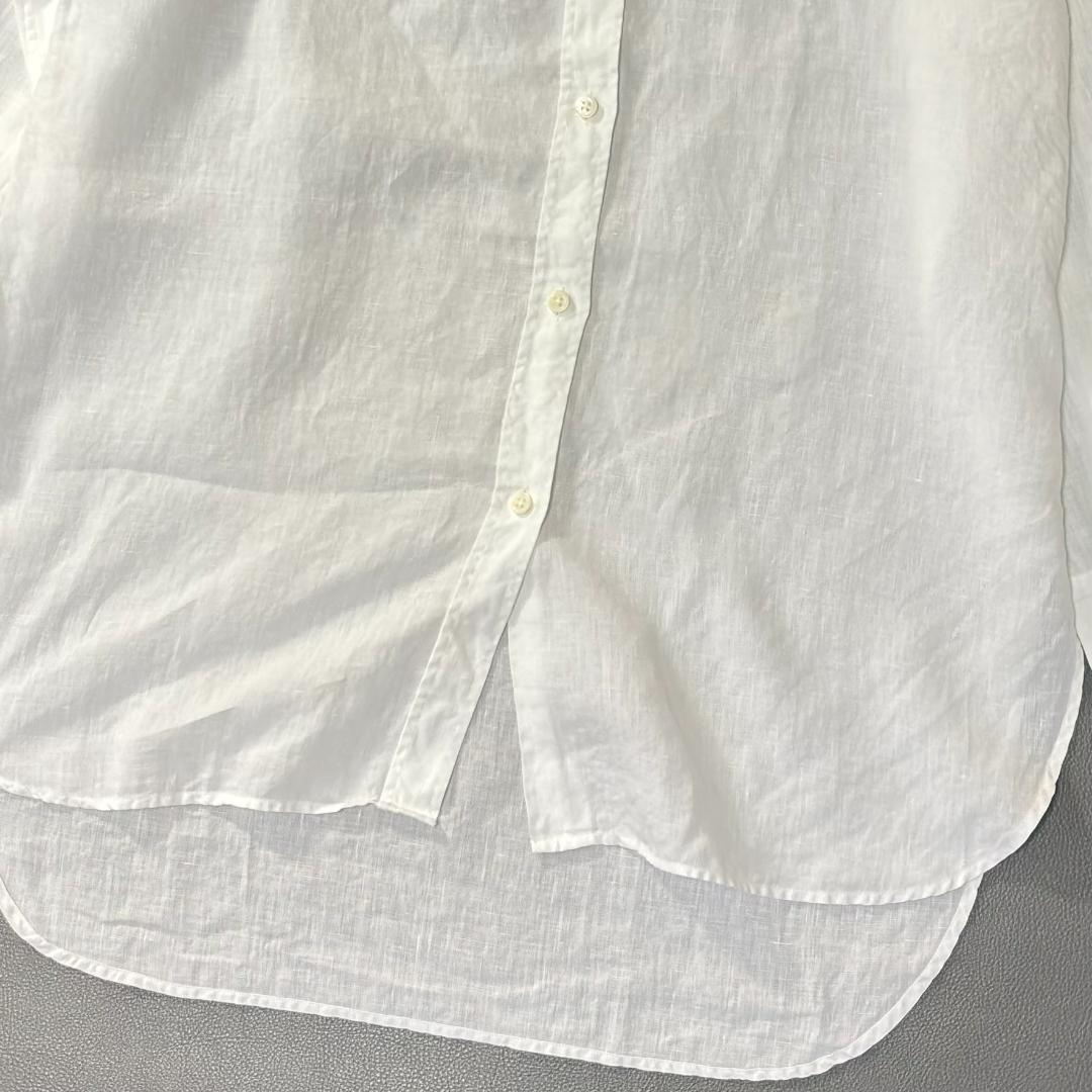 マーガレットハウエル リネン ロングシャツ 長袖ブラウス 麻 白 Ⅱ ts5