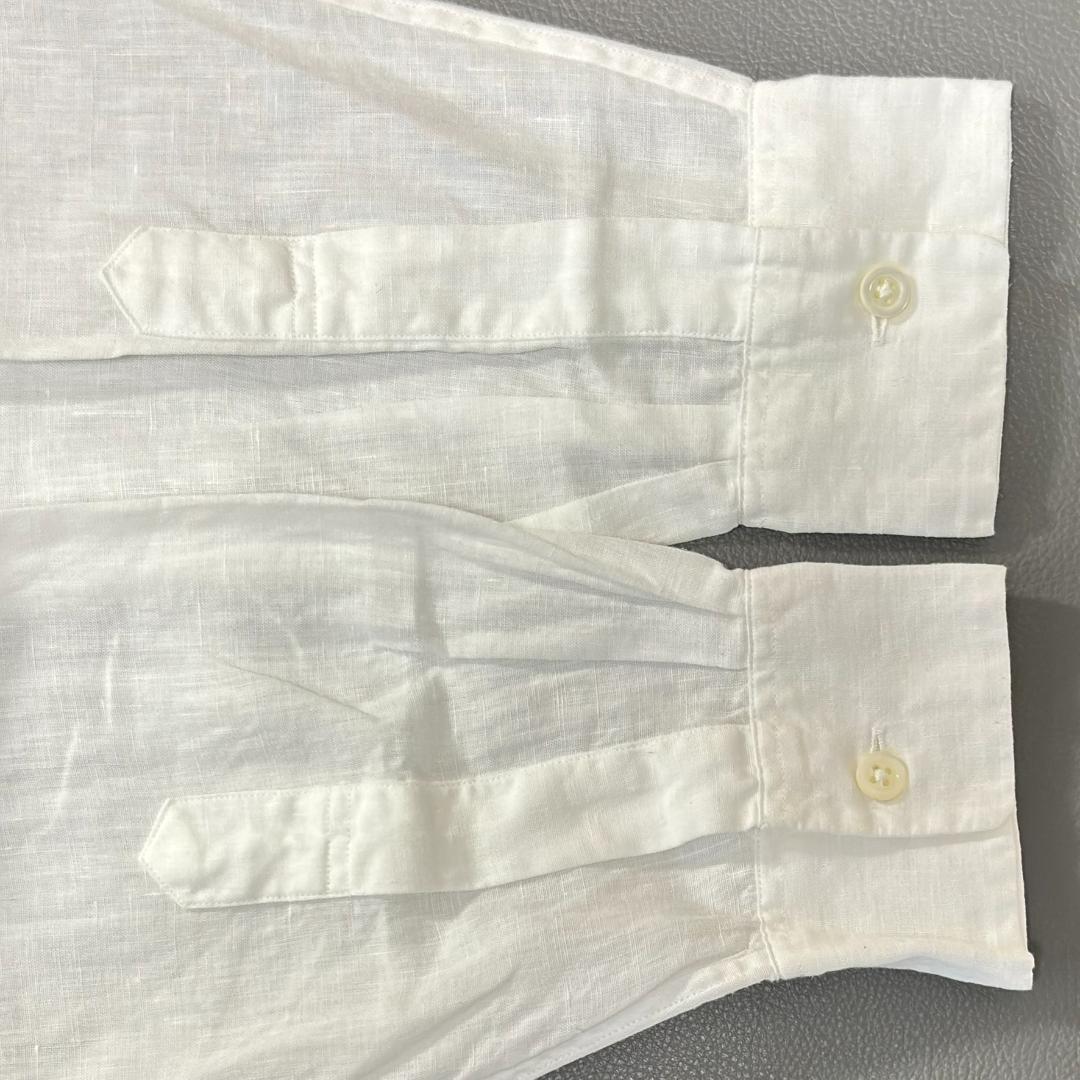 マーガレットハウエル リネン ロングシャツ 長袖ブラウス 麻 白 Ⅱ ts5