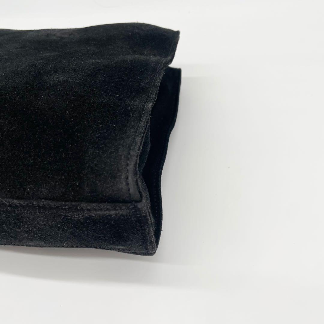 GUCCI スエード　メタルハンドル　ハンドバッグ　ブラック　レザー