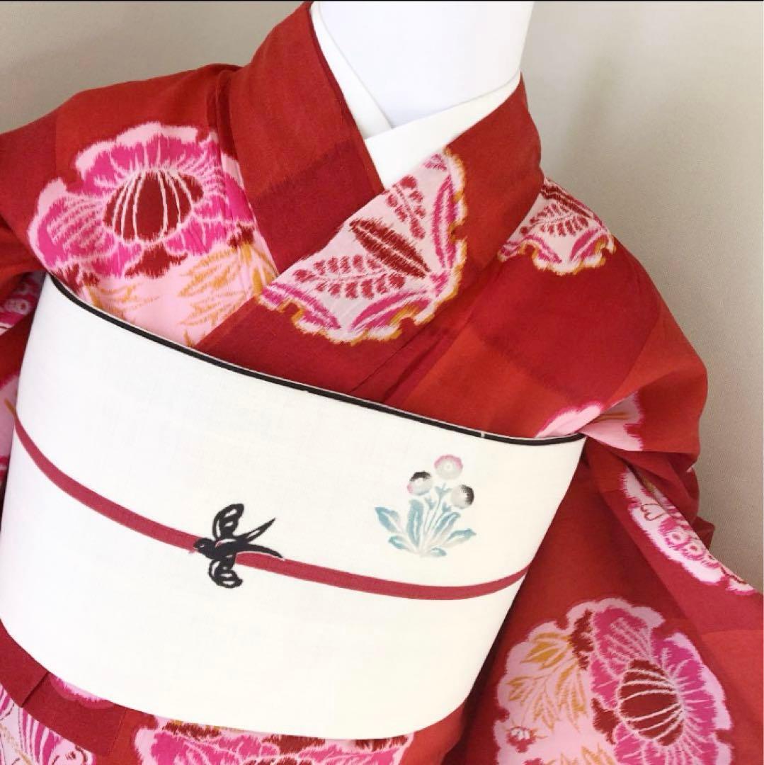 撫松庵　浴衣　赤　雪輪