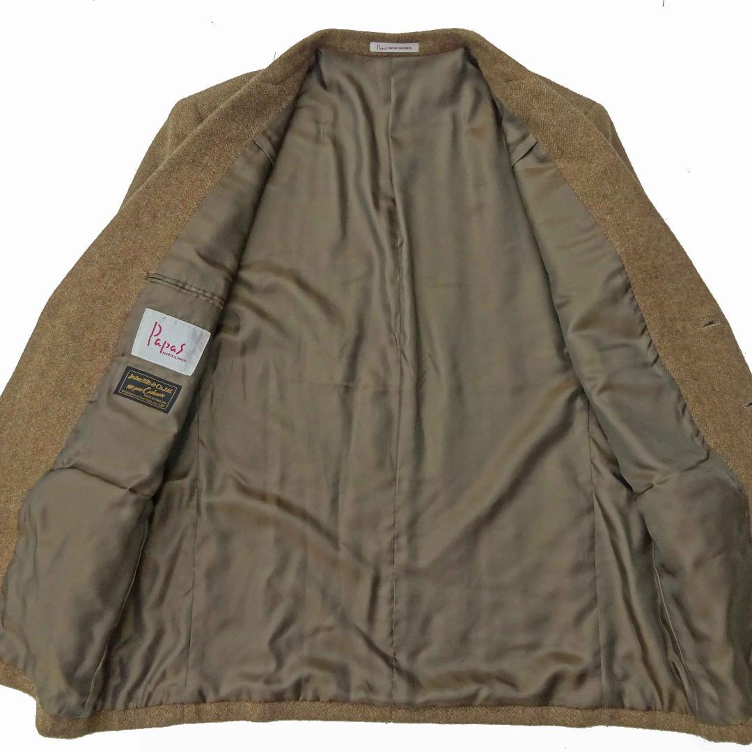 英国生地製Papas パパス カシミア100％ジャケット ブレザー紳士服46冬用