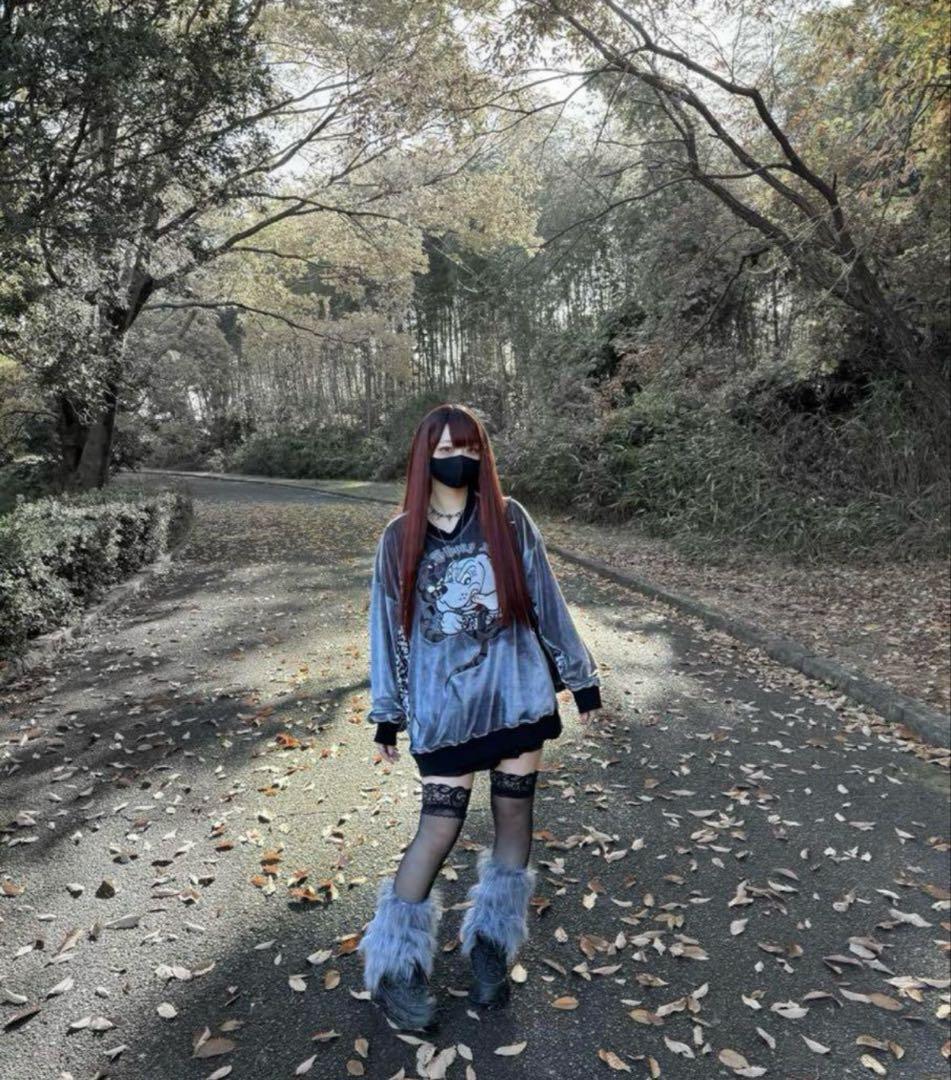 GIBOUS×GALFY スネークドッグレオパードベロアVネック