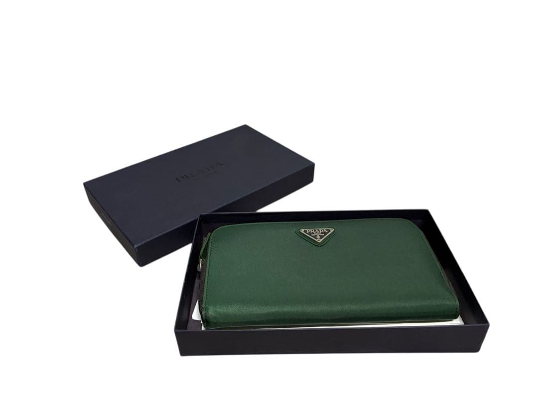 R*I様 PRADA 長財布 ラウンドファスナー ナイロン グリーン 箱・ギャラ
